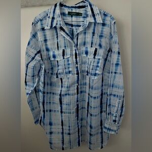 Lauren Ralph Lauren Women’s Blue and White Plaid Tunic Shirt XL